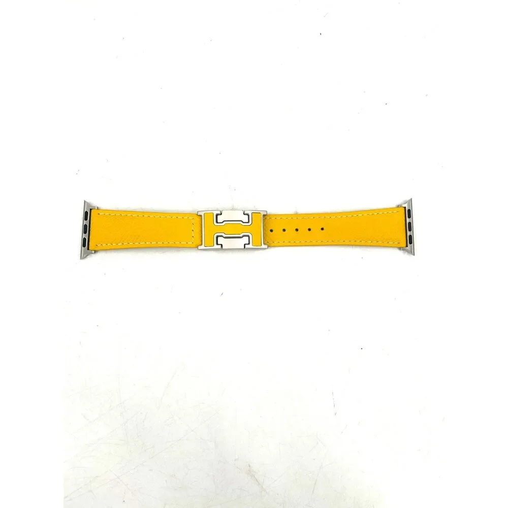NWT CRAZY GRASS 38mm Apple Watch iWatch Yellow Leather Buckle Watch Band